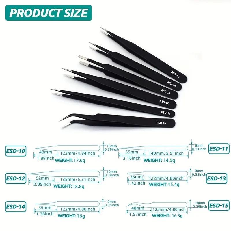 Electronics Repair Tools - 6 шт., набор прецизионных длинных пинцетов